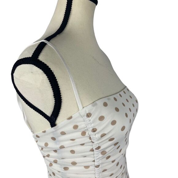 AFRM Women's Sleeveless Ruched Tank Top White Polka Dot Size XS - Picture 2 of 4